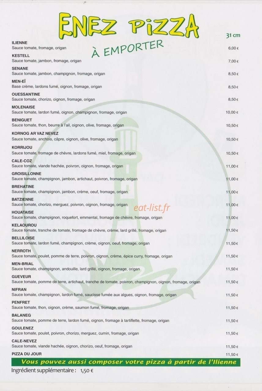 Enez Pizza — carte page 2