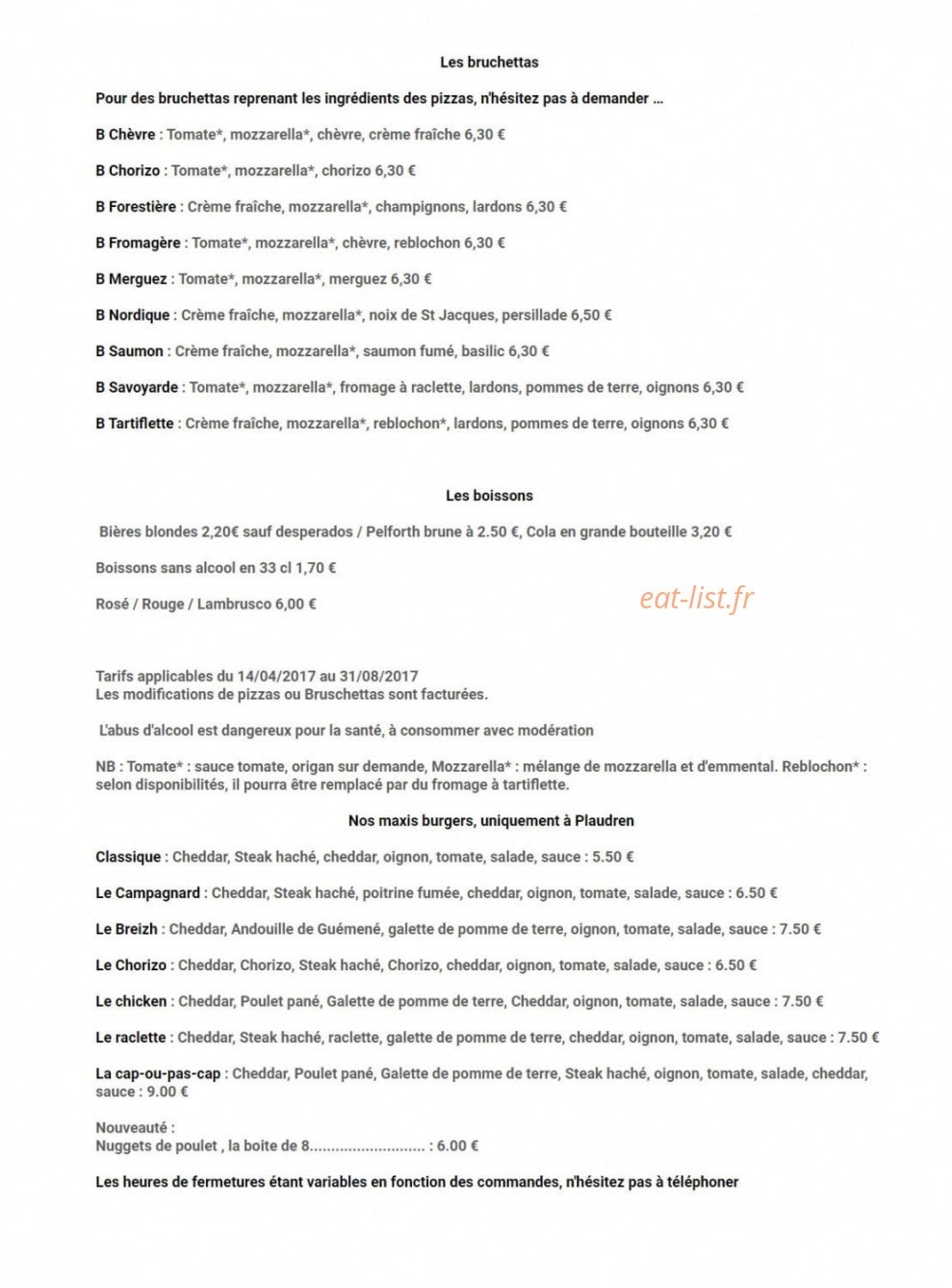 Envie de Pizz' ? Ar Breizh Mad — carte page 1