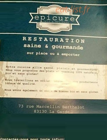 Epicure — carte page 1