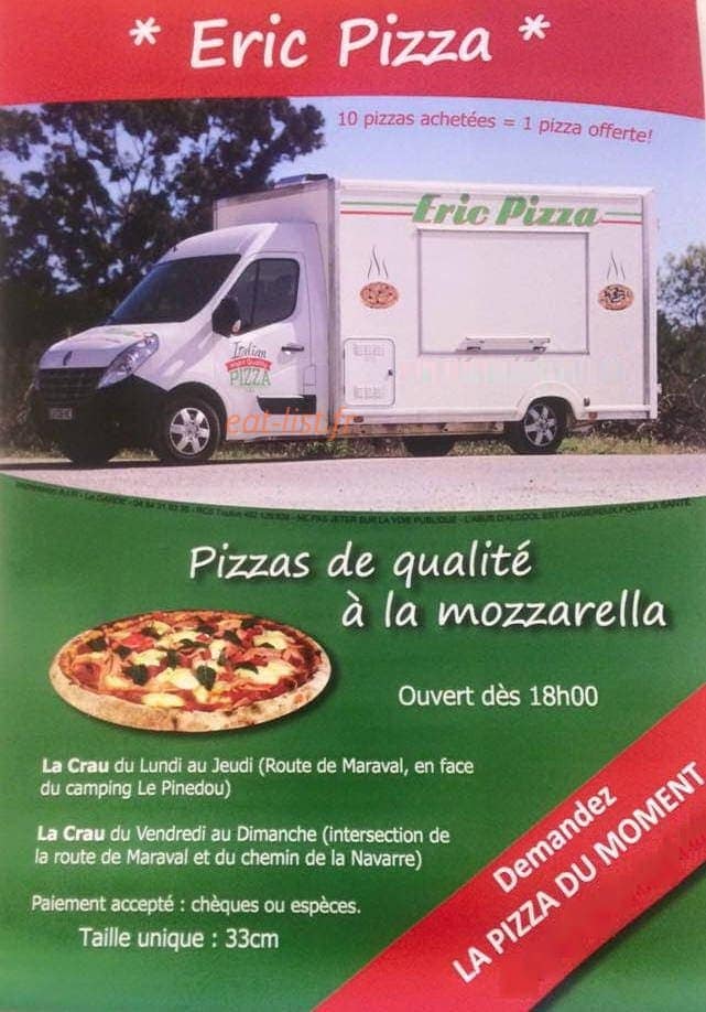 Eric Pizza — carte page 1