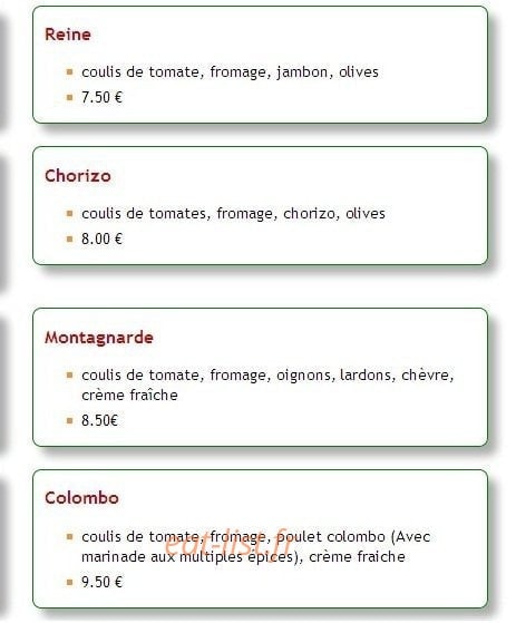 Escale Pizza — carte page 4