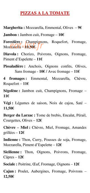 Estaminet Pizza — carte page 2