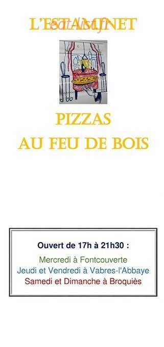 Estaminet Pizza — carte page 1