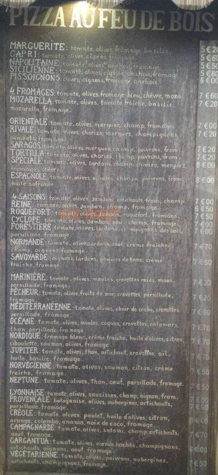 Euro Pizza — carte page 1