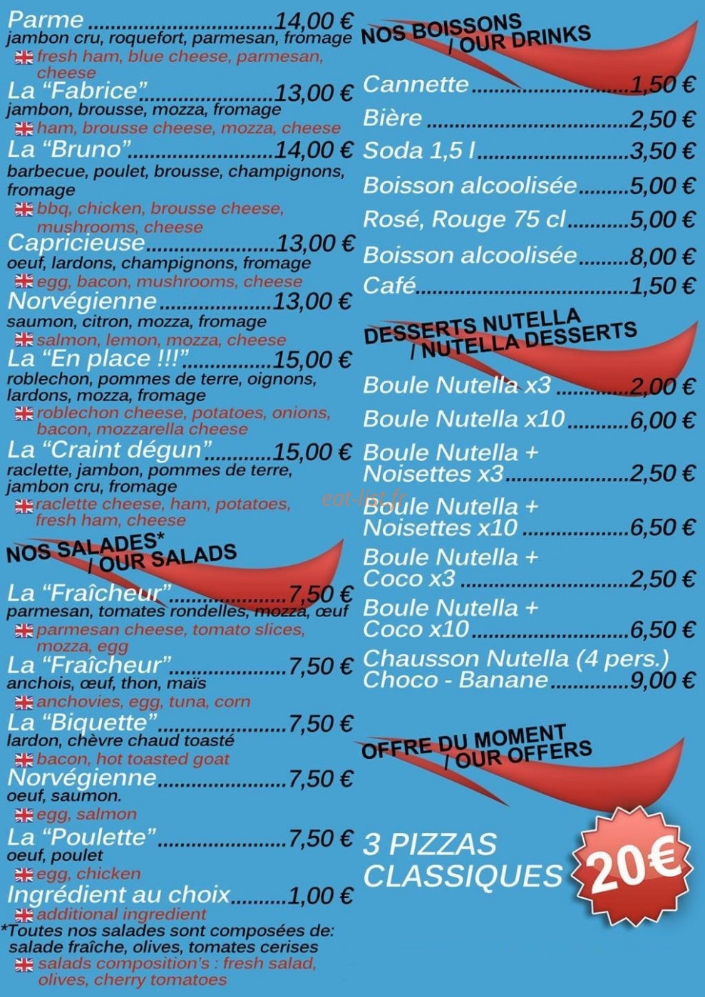 F&B Pizza — carte page 2