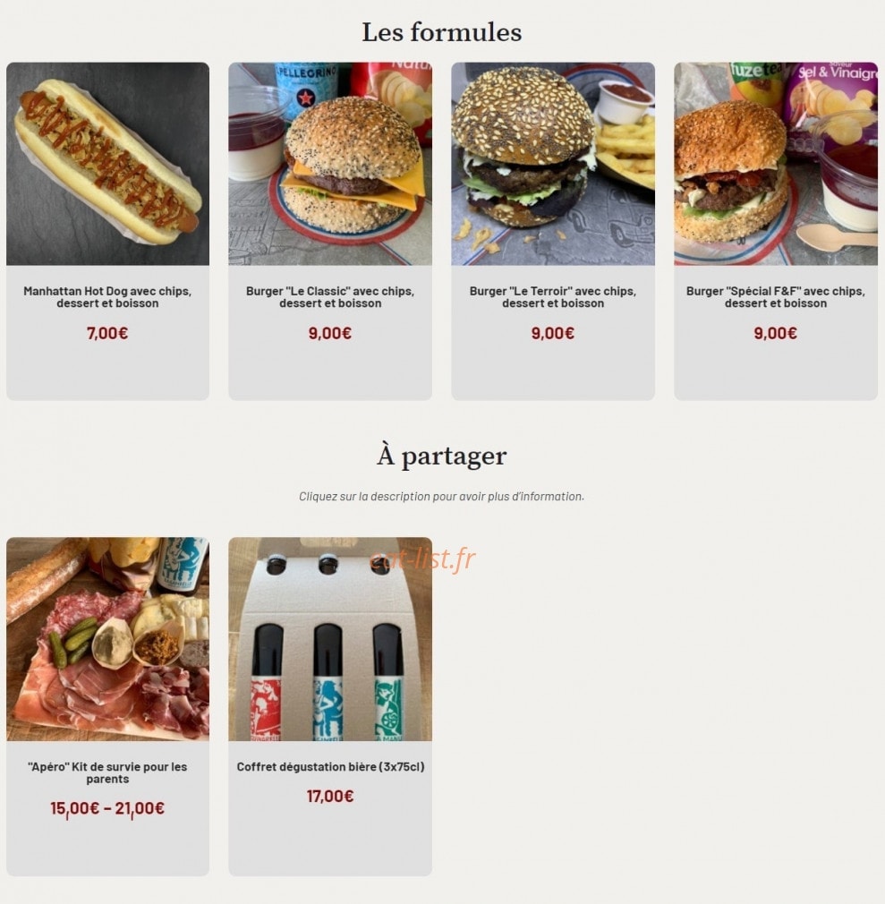 F&F Snacking — carte page 1