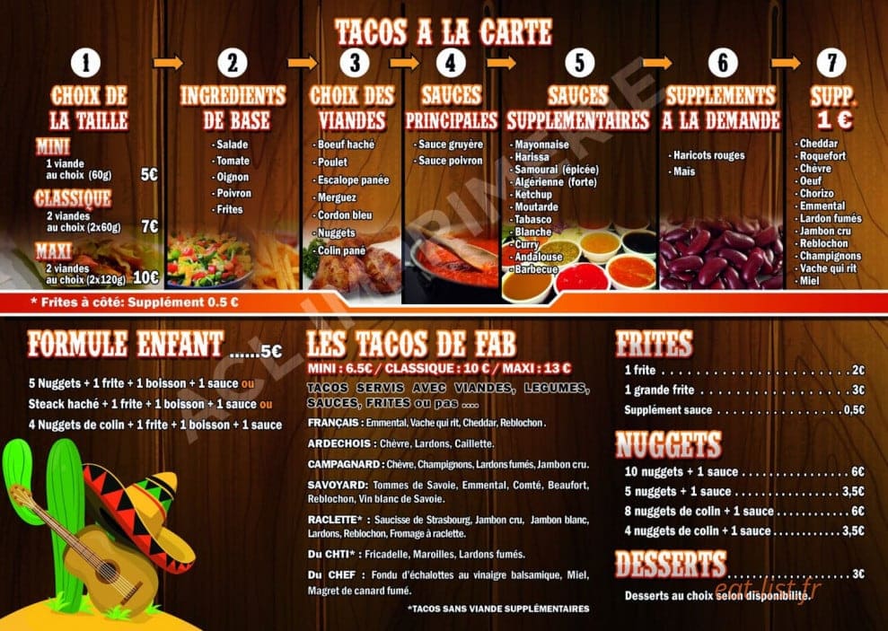 Fab Tacos — carte page 2
