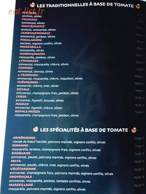 Family’s Pizza — carte page 2
