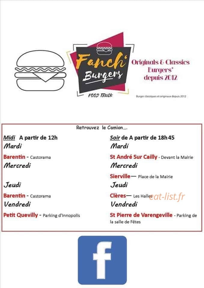 Fanch'Burgers — carte page 1