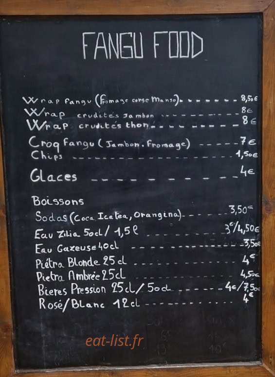 Fangu Food — carte page 1
