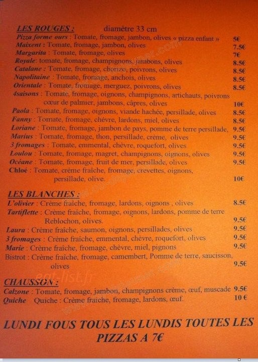 Fanny pizza — carte page 2