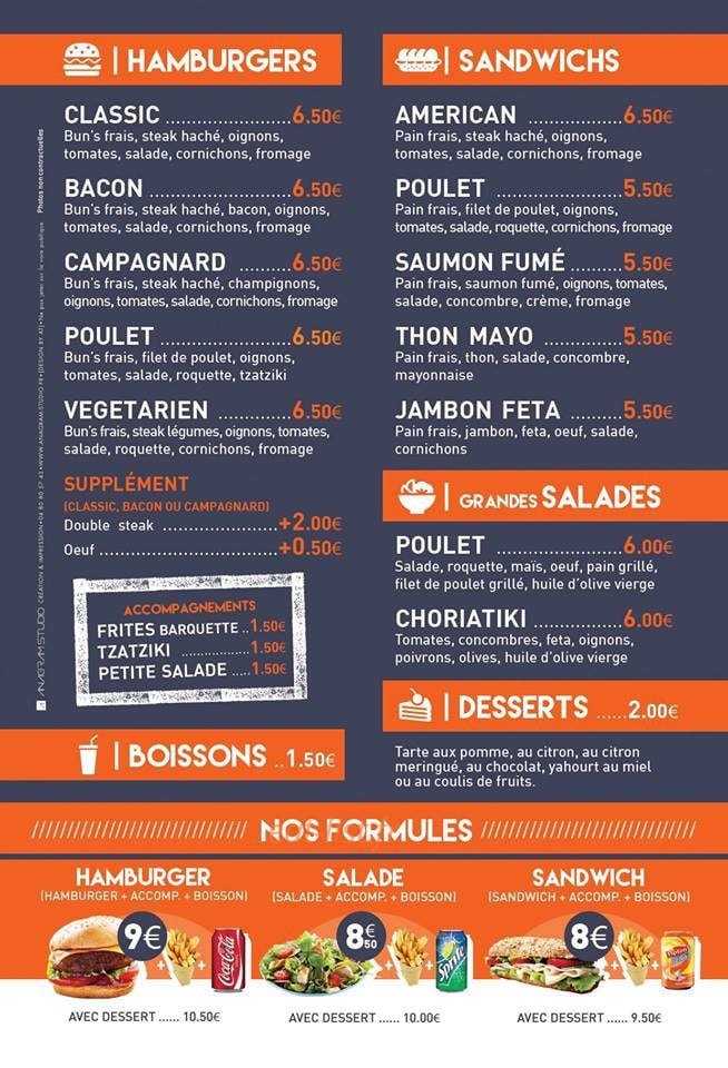 Farm's Food — carte page 1