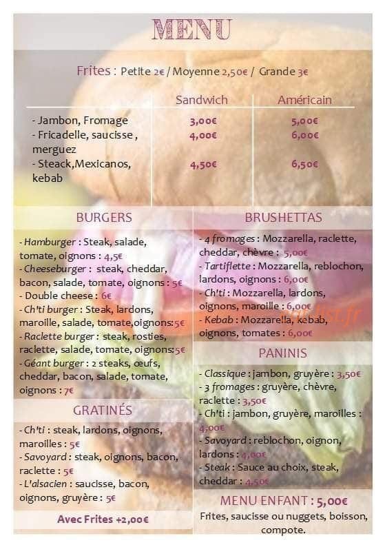 Fast' frites — carte page 1
