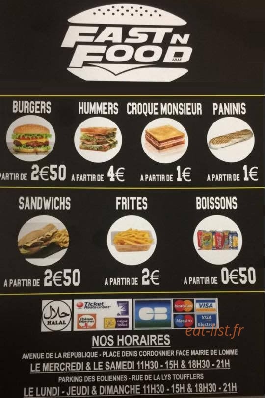 Fast N Food Lille — carte page 1