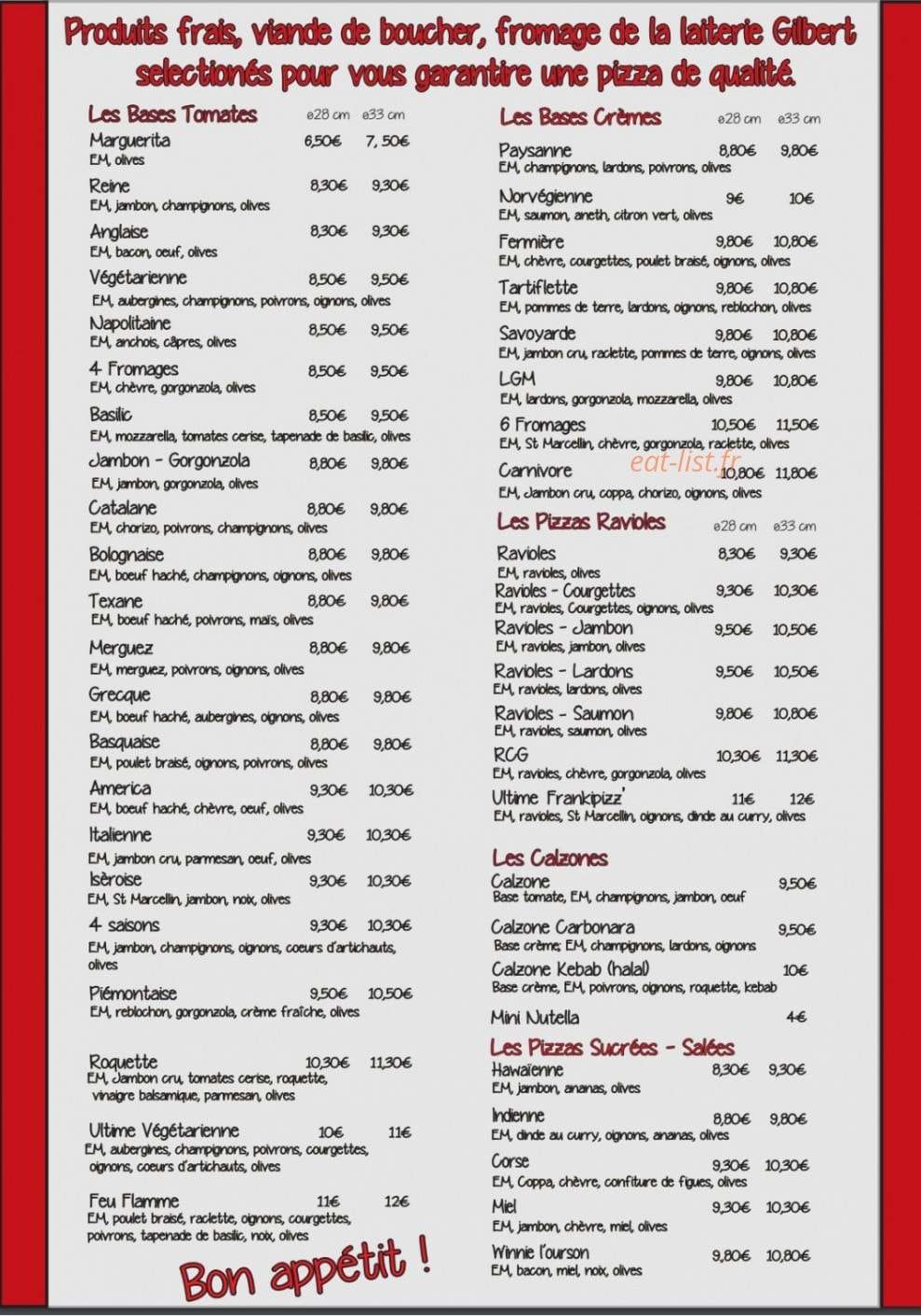 Feu Flamme Pizz — carte page 1