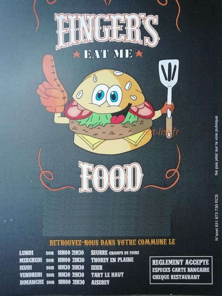 Finger's Food — carte page 1