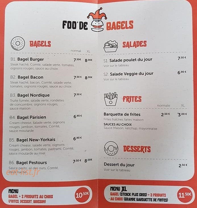 Foo'de Bagels — carte page 1