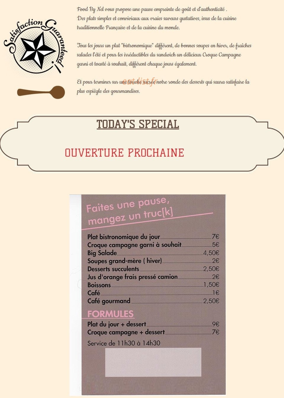 Carte et menu de Food By Nel / Le popote truck à Toulouse — Menu à la carte