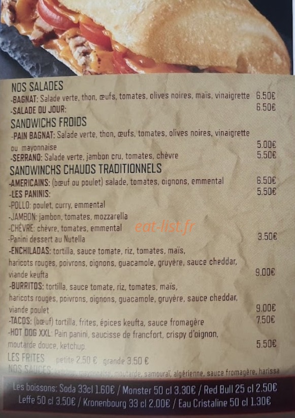 Food Master — carte page 1
