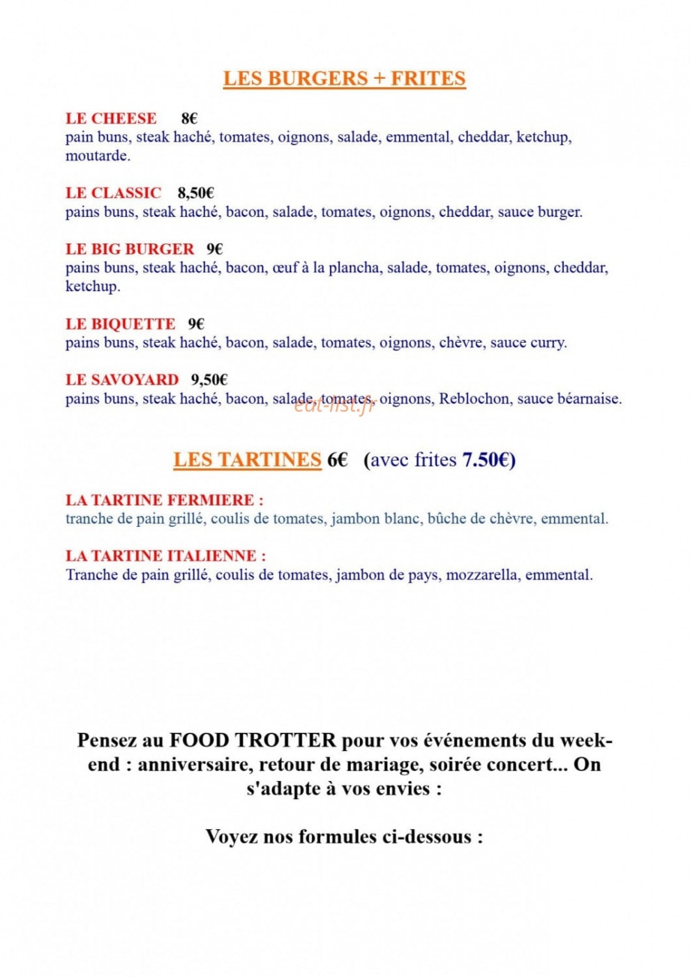 Food trotter — carte page 1
