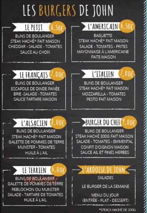 Food truck Chez John — carte page 1