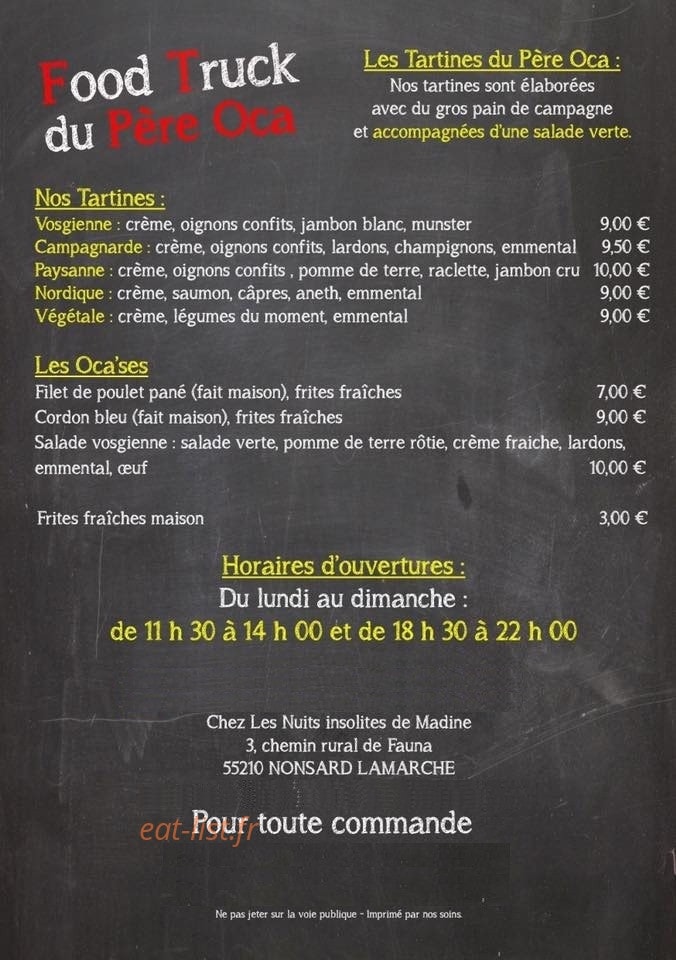 Food truck du Père Oca — carte page 2