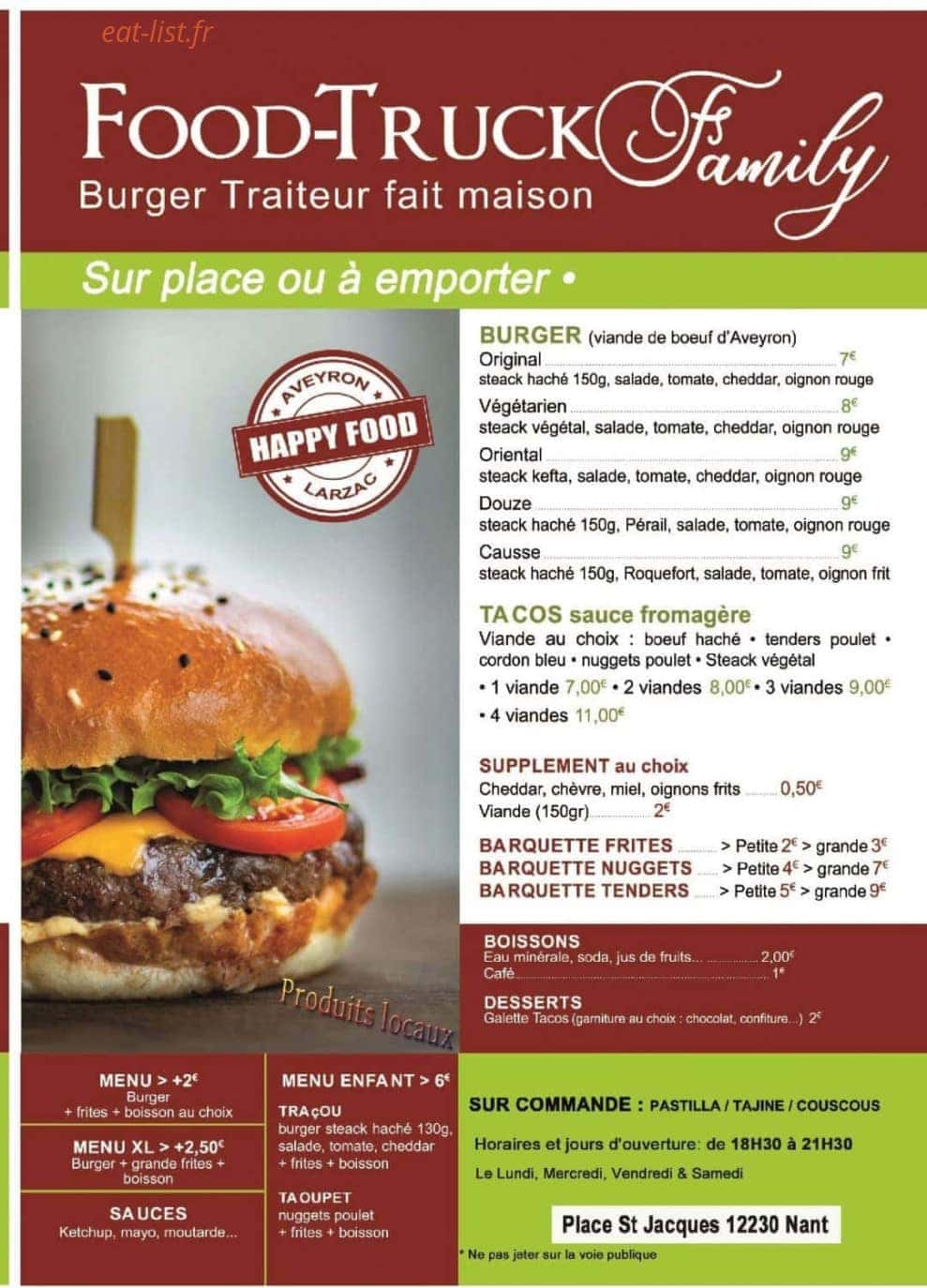 Food-truck family — carte page 1