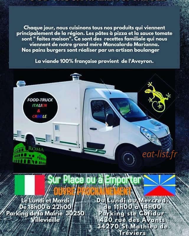 Carte et menu Food Truck Italien & Créole