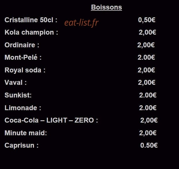 Carte et menu de Food truck Kaoufe à Toulouse — les boissons