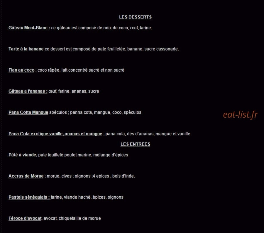 Carte et menu de Food truck Kaoufe à Toulouse — Entrées et desserts