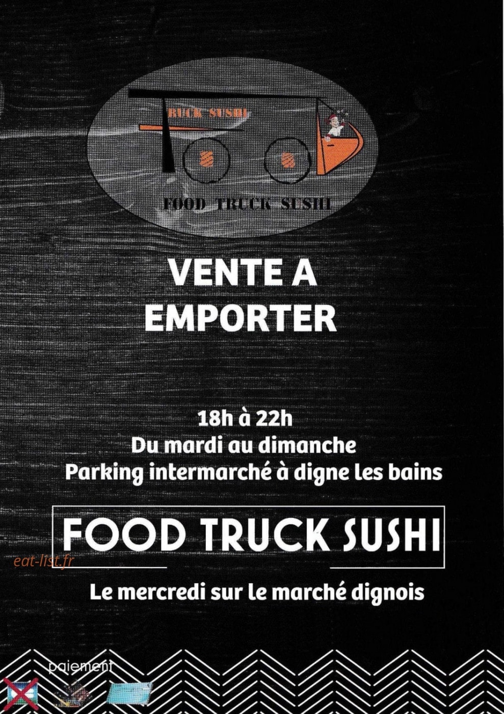Carte et menu Food truck sushi Digne les Bains