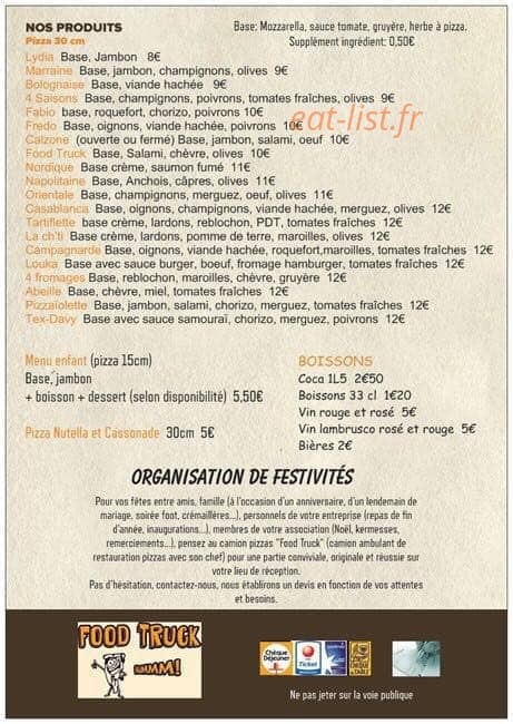 Food truk — carte page 2