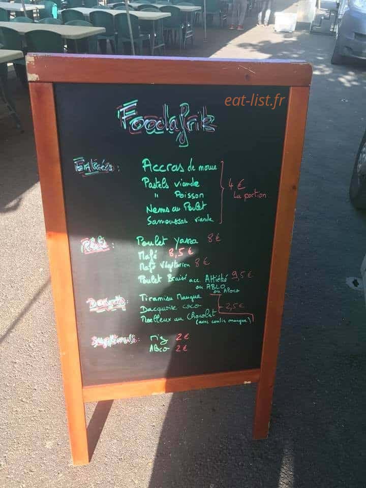 Foodafrik — carte page 1