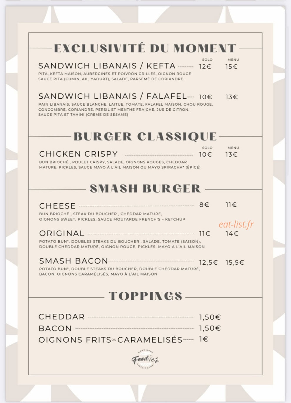 Foodie’s l&o — carte page 1