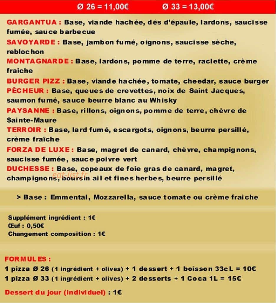 Forza Pizza — carte page 2