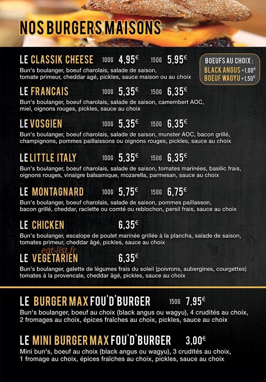 Fou'd'Burger — carte page 2