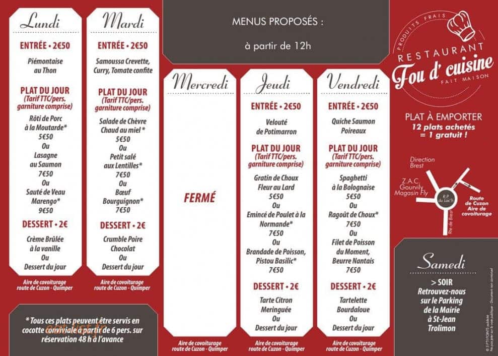 Fou d'cuisine — carte page 1