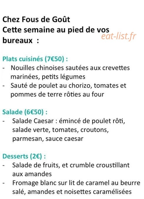 Fous de Goût — carte page 2