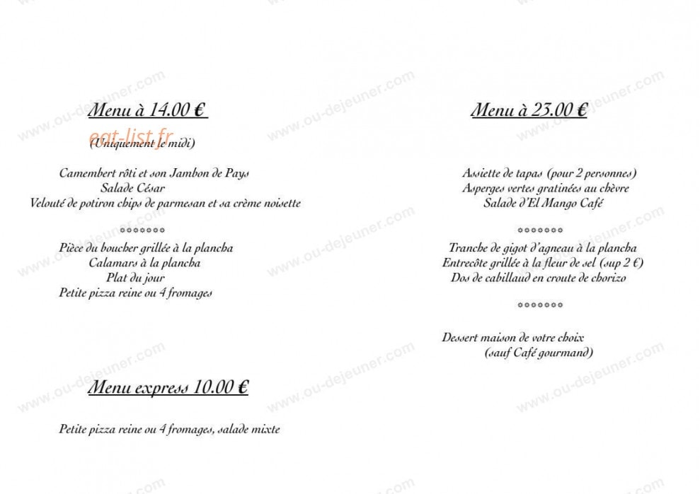 Francki Pizz — carte page 1