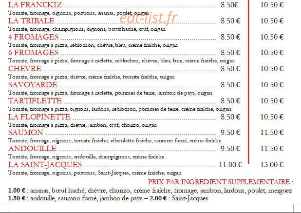 Frankiz Pizza — carte page 2