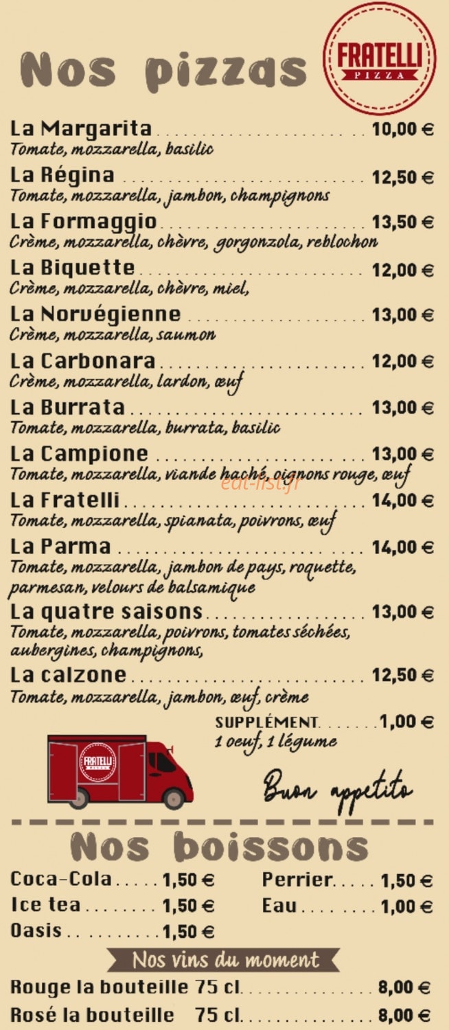 Fratelli pizza — carte page 1
