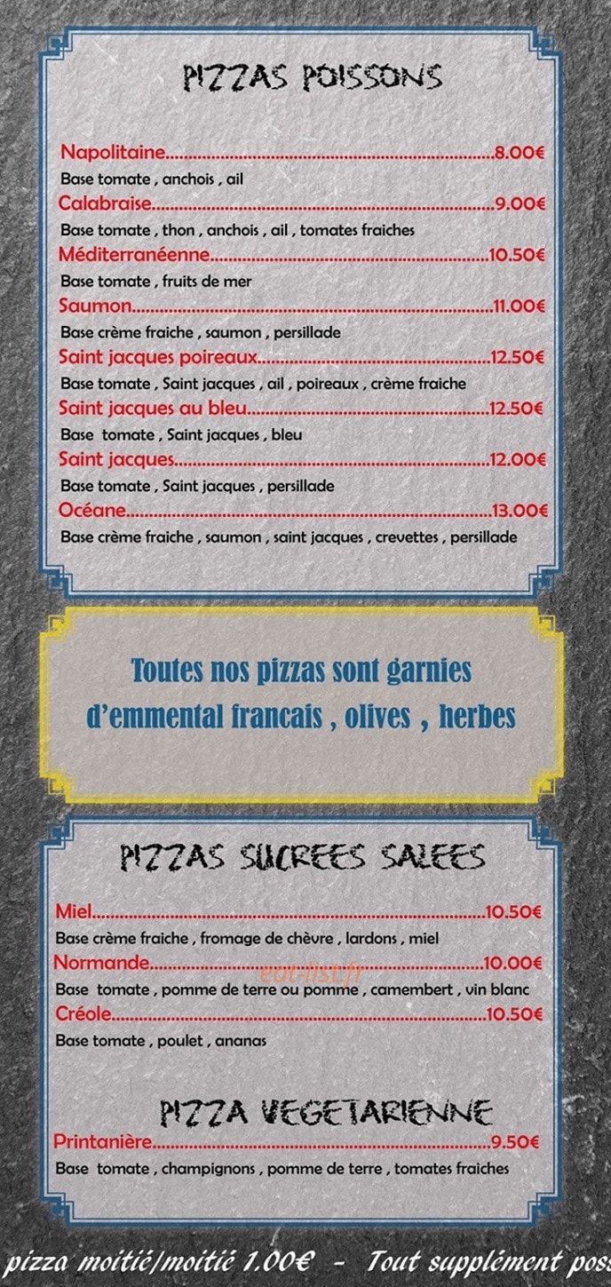Fred&Greg Pizza — carte page 2
