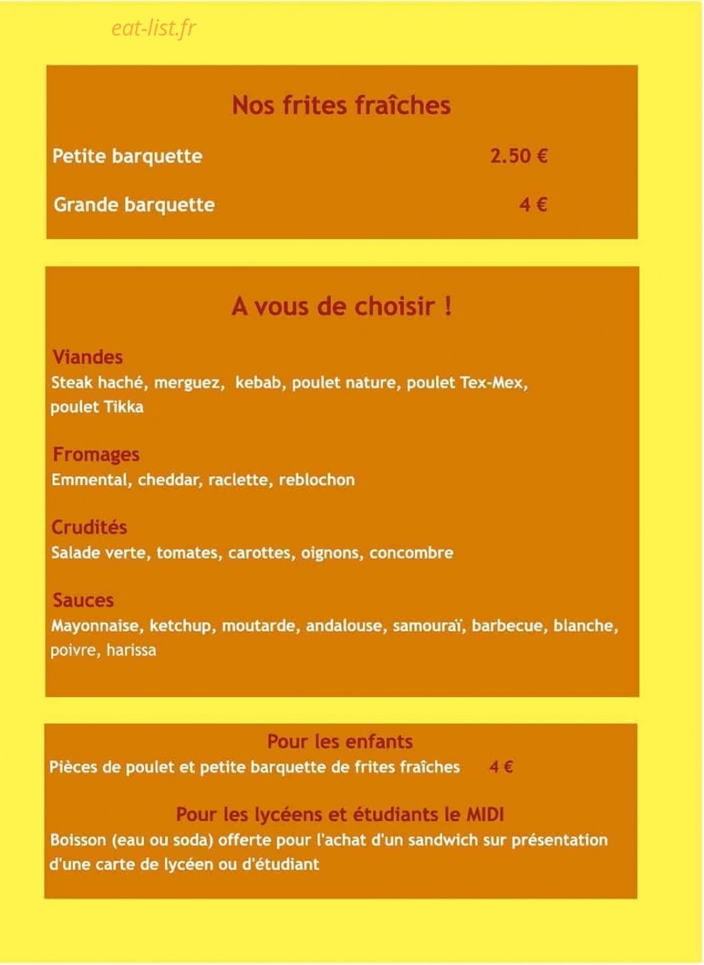Fred-O-Frites — carte page 3