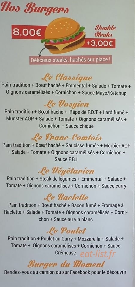 French Burger Itinérant — carte page 1