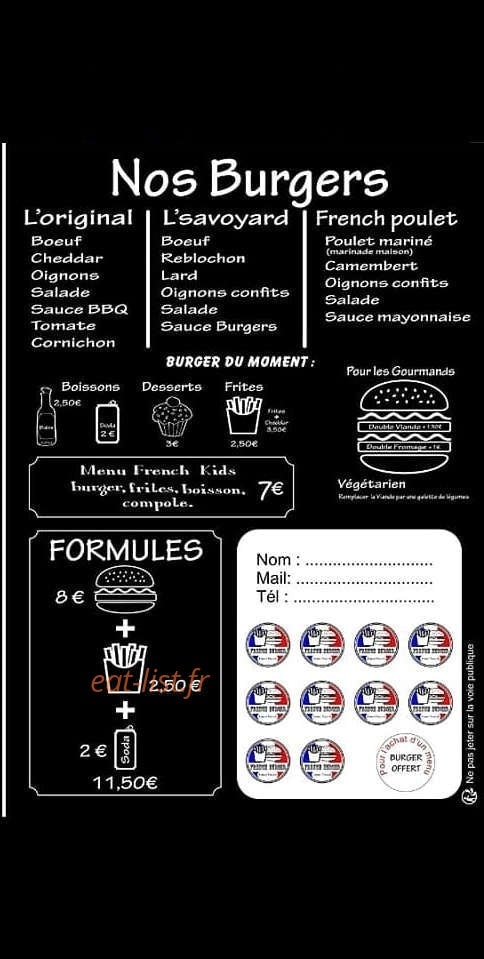 French Burger — carte page 1