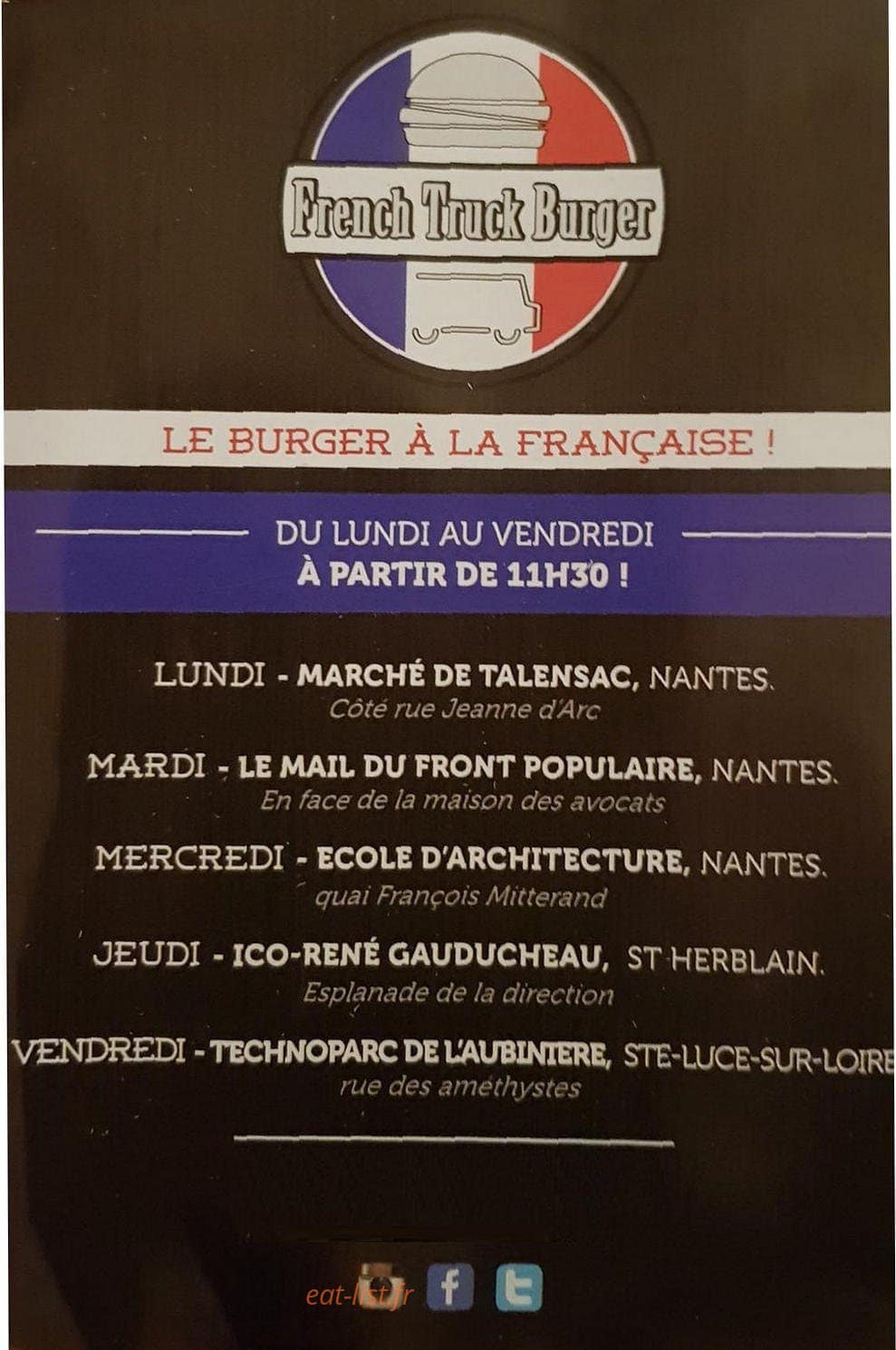 French truck burger — carte page 1