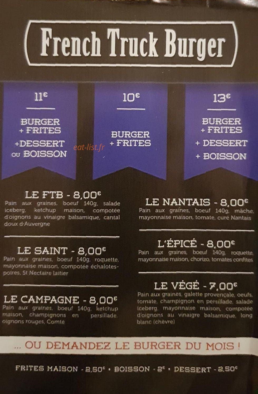 French truck burger — carte page 2