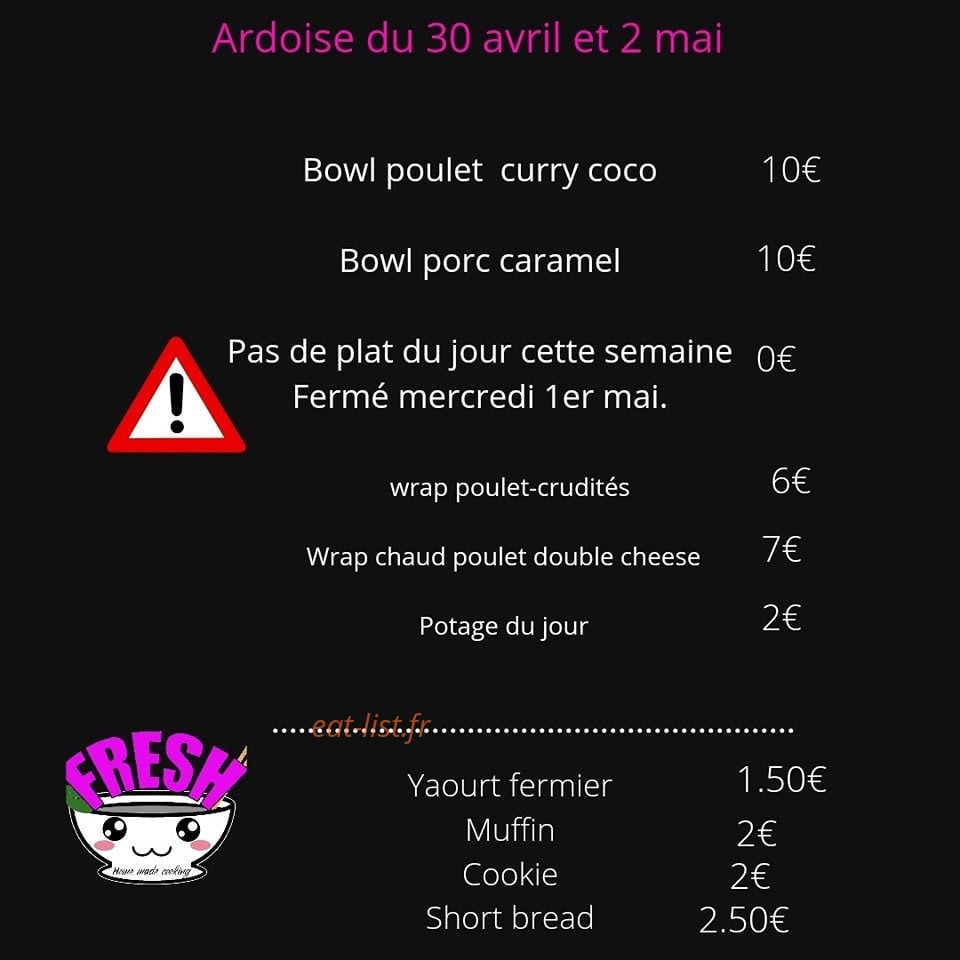 Fresh foodtruck — carte page 1