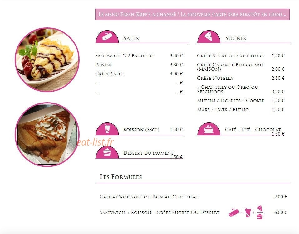 Fresh Kreps — carte page 1