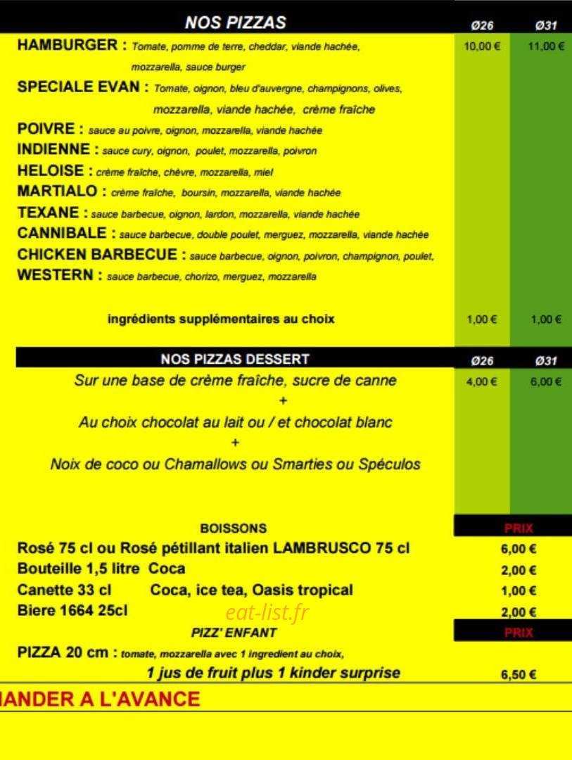 Fresh 'Pizza — carte page 3